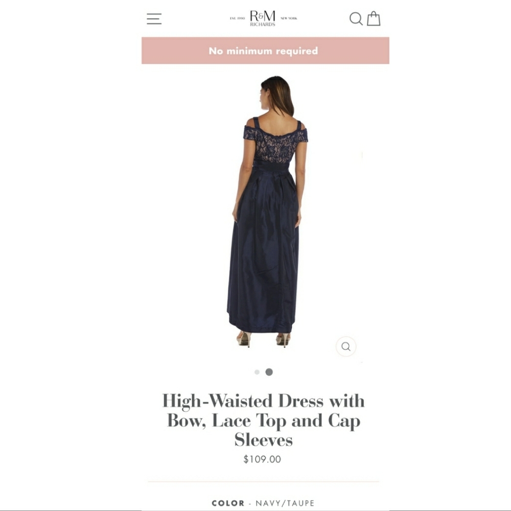 R&M RICHARD'S High-Waisted Dress with Bow, Lace
